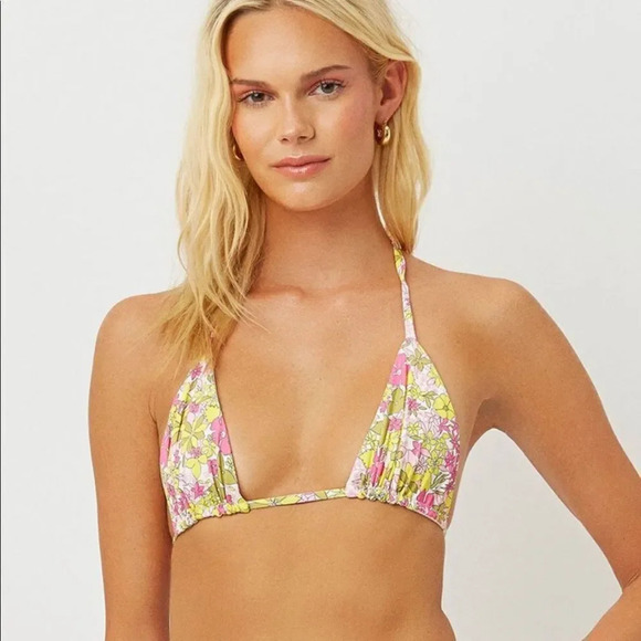 NEW! Vintage Retro Floral Stringy Triangle Bikini Top - Picture 5 of 11